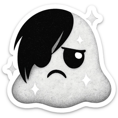 white sparkly emo object, remove background  sticker