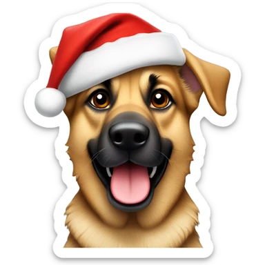 German Shepard Dog, with red Santa hat sticker