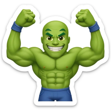 the word GOON with every letter appearing as if made from flexing, cartoonish muscles like the green character's arms and legs, bold and fun sticker