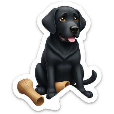 black lab with pile of salt sticker