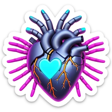 Neon cyberpunk style 
heart made of  hands sticker