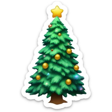 A Christmas tree next to a snowman in space sticker