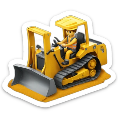construction worker in bulldozer from bird perspective sticker