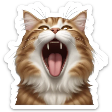 Brown siberian cat yawning sticker