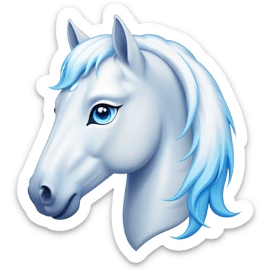Cinematic Elegant White Horse Portrait Emoji, Head held high with a serene, graceful gaze, showcasing a magnificent pure white fur with a radiant shimmer, flowing mane and tail, and luminous blue eyes that exude beauty and grace, Simplified yet majestically refined features, highly detailed, glowing with a soft, ethereal light, high shine, poised and breathtaking, stylized with an air of pure elegance, capturing the essence of a stunning and graceful steed, so beautiful it feels like it could gallop out of the screen with effortless charm! sticker