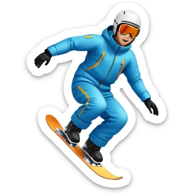An icon showing a snowboarder performing an exciting jump on a snow-covered slope. The background features towering mountains, snow-covered trees, and a bright, clear sky. Transparent background highlights the speed, agility, and thrill of snowboarding. sticker
