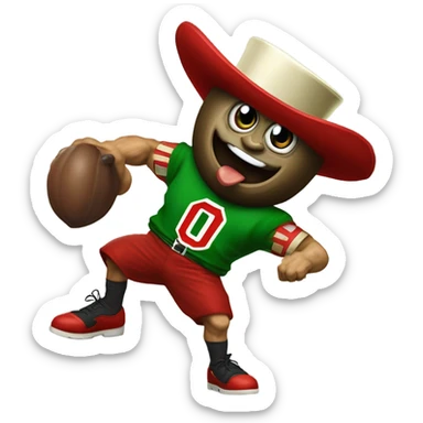 Brutus buckeye punching a leprechaun  sticker