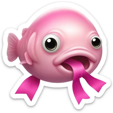 Blob fish with pink bow on its head sticker