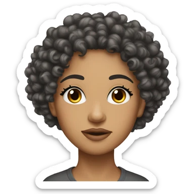 curly head lightskin baddie with lashes sticker