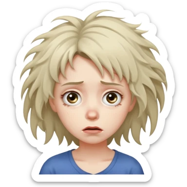 Une fille avec des yeux révulsées, fatiguée les cheveux en pagaille et saoulée de la vie sticker