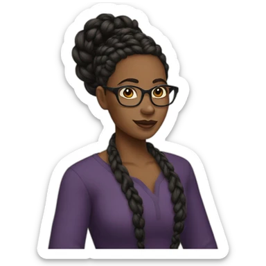 Black Queen qui glasses and braided hair sticker