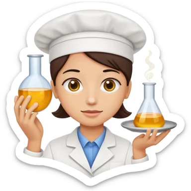 laboratory researcher analyzing dish emoji style. sticker