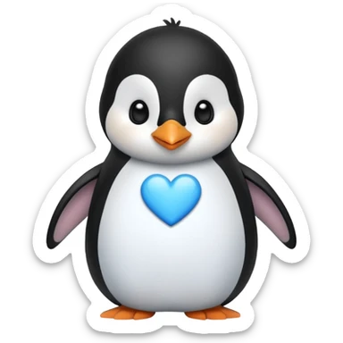 loving cute penguin whit blue hearts around him sticker