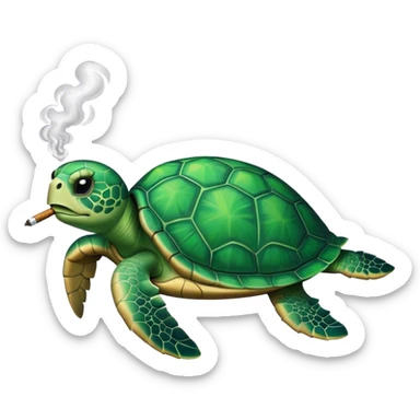 Sea turtle getting high smoking weed sticker