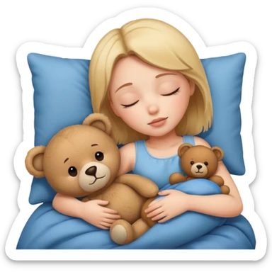 Chica durmiendo con un peluche sticker