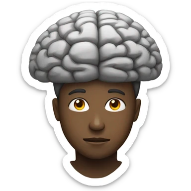 Faceless boy with big brain on top of head sticker