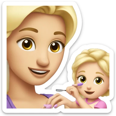 blonde babydaughter gives blonde dad a manicure sticker