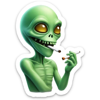 Alien smoking a spliff sticker