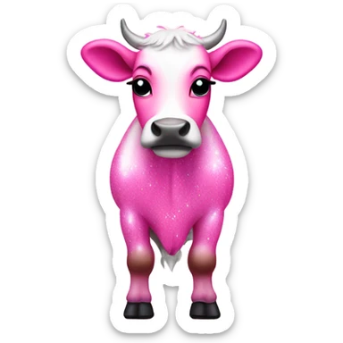 Pink ombre full body cow with glitter  sticker