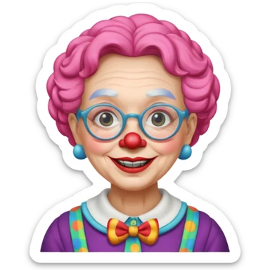 grandma clown with eyeglasses sticker