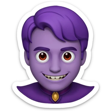 William Afton as an emoji inspired by Five Nights at Freddy's character, purple color scheme, sinister smile, subtle villainous expression sticker
