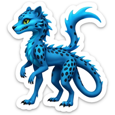 Blue and black bioluminescent neon dark Grem2-Gremz-Cheetah-Sergal-fusion, full body  sticker