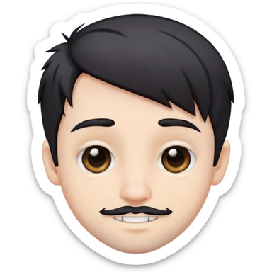 Cute white male, short dark colored hair and facial hair, nose and lip piercing, emo smiling sticker