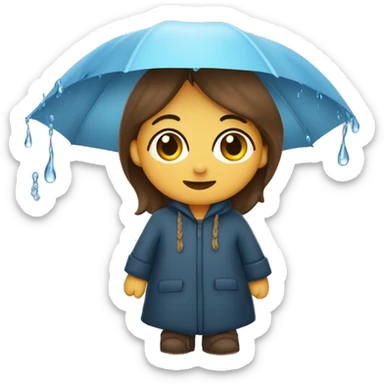 Loira cacheada de pele clara com capa de chuva  sticker