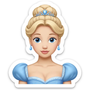 Princesa cinderella Disney com vestido grande e cheio com um coque sticker