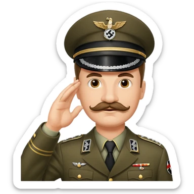 The man with the German mustache is saluting his superior officer, the Nazi commander. sticker