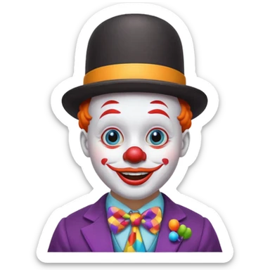 Clown in bowler hat & tie sticker