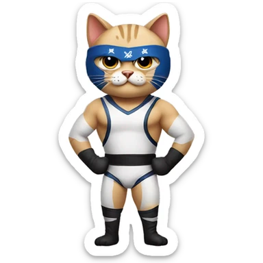 cat dressed as a professional wrestler sticker
