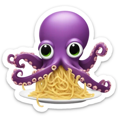 Octopus eating spaghetti  sticker
