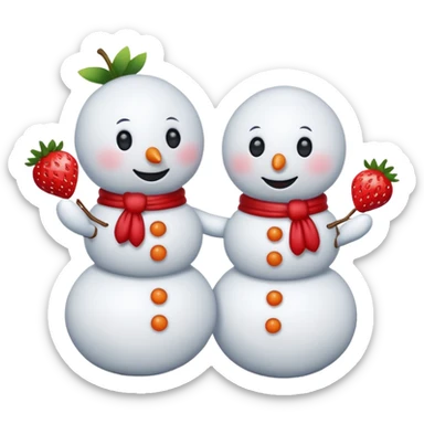 snowmen holding strawberry sticker