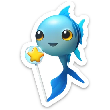 A fish holding a Straykids lightstick sticker