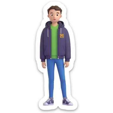teenage boy wearing a jacket sticker