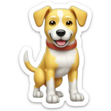 yellow and white dog with muscles and thumbs up showing the whole body with thumbs up gesture sticker