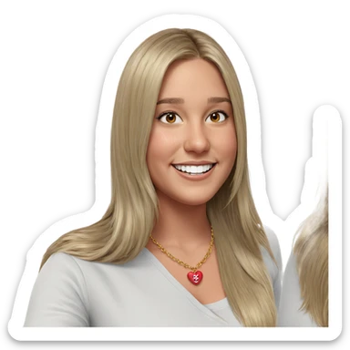 smiling girl with heart necklace sticker