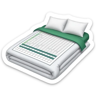 folded duvet with excel spreadsheet  sticker
