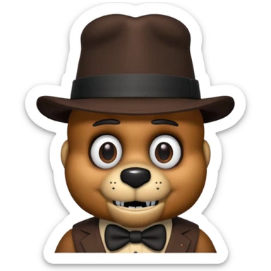 Freddy Fazbear with black and tiny hat from Five Nights At Freddy's Movie sticker