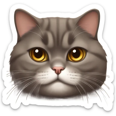 fluffy unimpressed looking deep chocolate british shorthair cat sticker