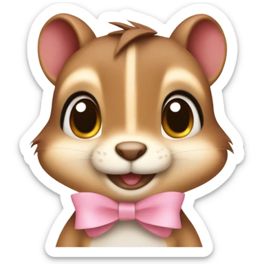 Cute kind Chipmunk with light pink bow sticker