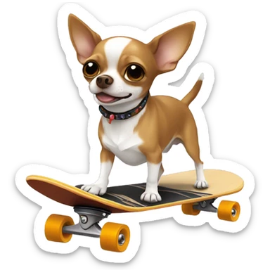 Brown & white chihuahua on a skateboard sticker