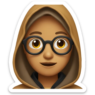 tan face wearing square glasses and black hoodie eating hotdog sticker