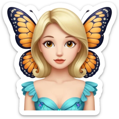 Beautiful lady in the butterfly dress sticker