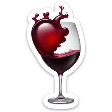 red wine heart sticker