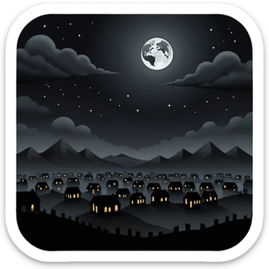 dark and eerie scene, the entire world covered in darkness. The sky is deep black with no stars or light, no moon, no glow just total void and silence. The atmosphere feels ominous and unsettling, as if darkness has swallowed everything. No characters, no visible light sources sticker