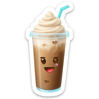 Iced latte with heart shaped ice cubes  sticker
