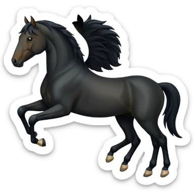 Black full horse two legs up emojis  sticker