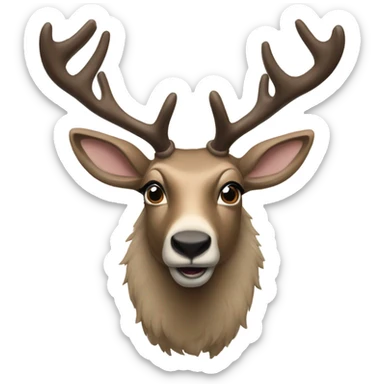 A caribou with a name tag that says “I am Louis” sticker